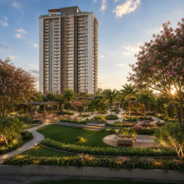 Concorde Hennur podium landscape garden - central amenity